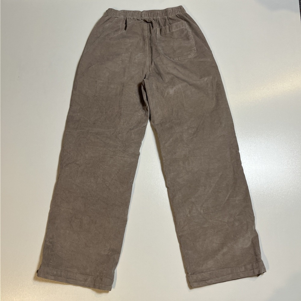 Aeropostale Mens Corduroy Relaxed Straight Leg Pants Taupe Brown Adjustable Hem - Picture 2 of 7